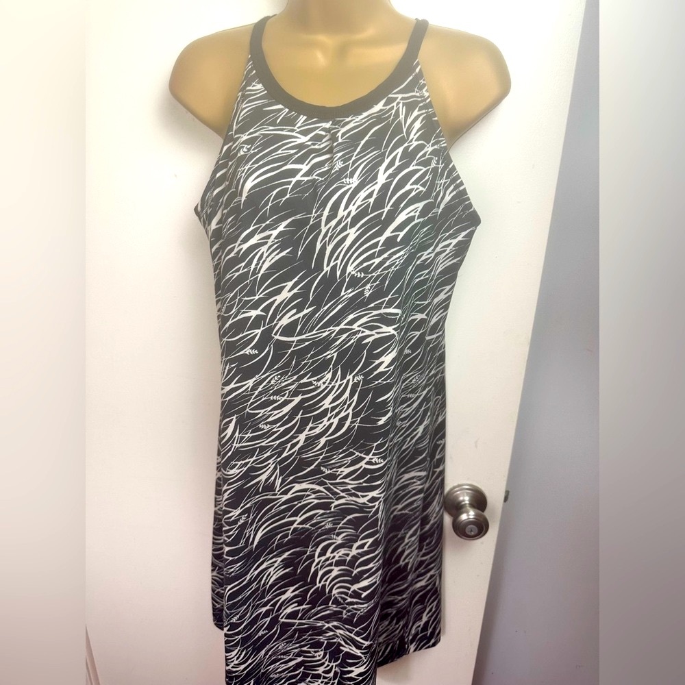 Patagonia Black White Print Cotton Threads PartnerShip Built In Bralette Dress S